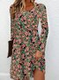 Crew Neck Jersey Casual Floral Dress