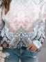 Ethnic print round neck casual long sleeved round neck women's pullover sweatshirt