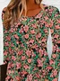 Crew Neck Jersey Casual Floral Dress