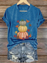 Women's Thanksgiving Pumpkin Maple Leaves Printed T-Shirt