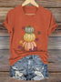 Women's Thanksgiving Pumpkin Maple Leaves Printed T-Shirt