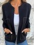 Zipper Casual Woolen Loose Jacket
