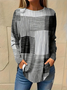 Women's Casual Geometric Print Round Neck Long Sleeve T-Shirt