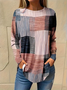 Women's Casual Geometric Print Round Neck Long Sleeve T-Shirt