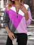 Casual Zipper Geometric Sweatshirt