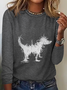 Fun Furry Puppy Art Casual Long Sleeve Shirt