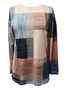 Women's Casual Geometric Print Round Neck Long Sleeve T-Shirt