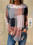 Women's Casual Geometric Print Round Neck Long Sleeve T-Shirt
