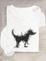 Fun Furry Puppy Art Casual Long Sleeve Shirt