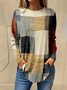 Women's Casual Geometric Print Round Neck Long Sleeve T-Shirt
