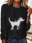 Fun Furry Puppy Art Casual Long Sleeve Shirt