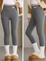 Fleece Casual Plain Leggings