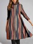 Loose Jersey Abstract Stripes Casual Dress