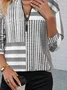 Women Casual Spring/Fall Abstract stripes Daily Loose Crew Neck Regular Regular NL Sweatshirts