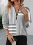 Women Casual Spring/Fall Abstract stripes Daily Loose Crew Neck Regular Regular NL Sweatshirts