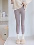Fleece Casual Plain Leggings