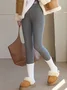 Fleece Casual Plain Leggings