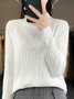 Casual Mock Neck Plain Wool/Knitting Sweater
