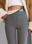 Fleece Casual Plain Leggings