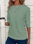 Plain Casual Buckle Crew Neck T-Shirt