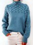 Yarn/Wool Yarn Loose Casual Turtleneck Sweater