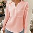 Women's Long Sleeve Blouse Spring/Fall White Plain Buckle Stand Collar Daily Going Out Casual Top