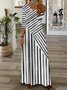 Casual Jersey Striped V Neck Dress With No