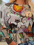 Crew Neck Casual Cat T-Shirt