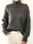 Yarn/Wool Yarn Loose Casual Turtleneck Sweater