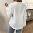 Women's Long Sleeve Blouse Spring/Fall White Plain Buckle Stand Collar Daily Going Out Casual Top