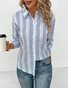 Casual Cotton And Linen Striped Shirt Collar Shirt