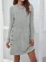 Women's Plain Buckle Crew Neck Dress