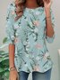 Crew Neck Loose Casual Floral T-Shirt Early Autumn