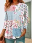 Floral printed casual round neck women's T-shirt
