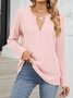 Women's Knitted Notched Casual Top