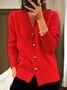 Yarn/Wool Yarn Buttoned Casual Cardigan