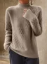 Plain Casual Mock Neck Loose Sweater