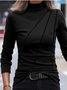 Casual Jersey Loose Plain Blouse