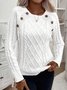 Buckle Crew Neck Casual Yarn/Wool Yarn Sweater