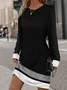 Casual Color Block Jersey Loose Dress