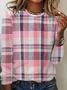 Casual Jersey Crew Neck Plaid T-Shirt