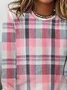 Casual Jersey Crew Neck Plaid T-Shirt