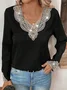 Casual Plain Lace Blouse