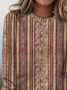 Casual Crew Neck Loose Ethnic T-Shirt