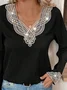 Casual Plain Lace Blouse