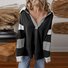 Striped Casual Shawl Collar Loose Sweatshirt
