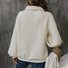 Balloon Sleeve Casual Shawl Collar Buckle Sweatshirt