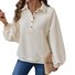 Balloon Sleeve Casual Shawl Collar Buckle Sweatshirt