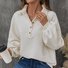 Balloon Sleeve Casual Shawl Collar Buckle Sweatshirt