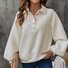 Balloon Sleeve Casual Shawl Collar Buckle Sweatshirt